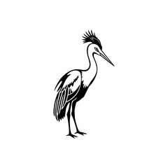 Fototapeta premium Elegant Minimalist Crane Bird Line Art Vector Logo Design with Modern Wildlife Silhouette Illustration