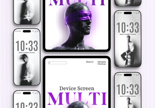 Realistic Multi Device Screen Mockup with Smartphone and Tablet