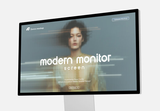 Premium Computer Monitor Mockup Template Showcasing Web Design Portfolio