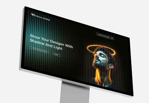 Realistic Desktop Screen Mockup for Web Design Portfolio Showcase