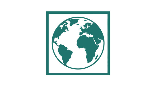 Green Globe Earth Icon Graphic.