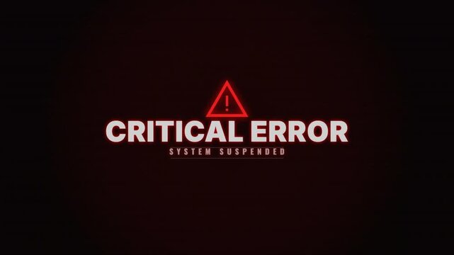 Critical Error Screen Animation with Glitch Effect and Digital Alert Message 4k video