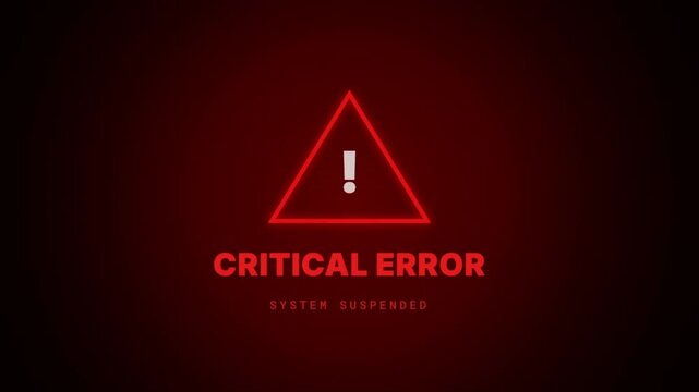 Critical Error Screen Animation Glitch Effect Digital Alert System Suspended Message Warning 4k video