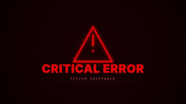 Critical Error Screen Animation with Glitch Effect and Digital Alert System Suspended Neon Red Glow 4k video