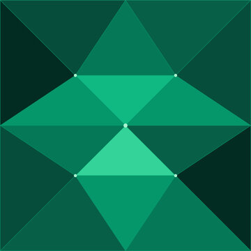 Abstract teal geometric low poly background featuring symmetric triangular mesh pattern with glowing vertex dots