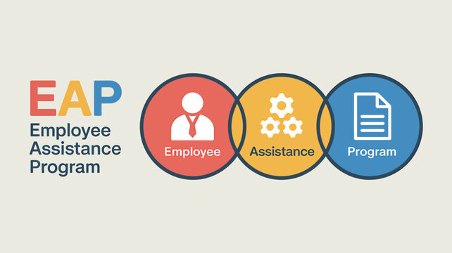 EAP Employee Assistance Program infographic with three circles and icons