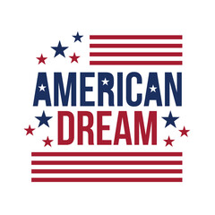 American Dream Typography With Patriotic Stars and Stripes Vector Illustration EPS © SABBIR