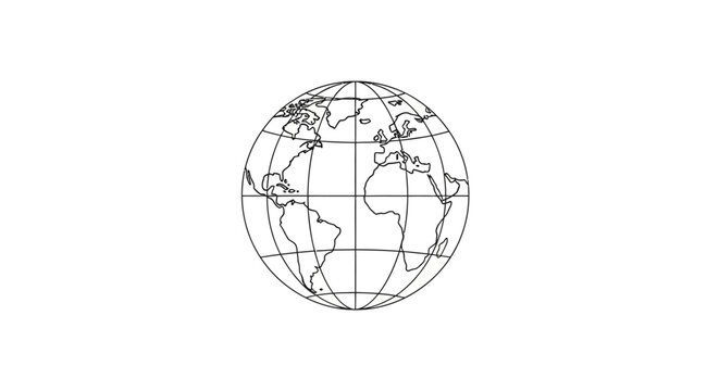 Globe Earth Map Outline Illustration.