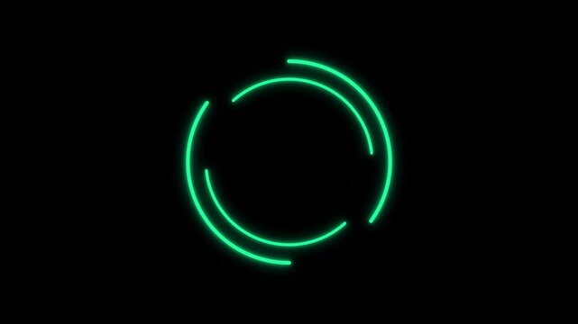 Glowing neon circle loading animation spinning in a continuous loop for digital interface design elements