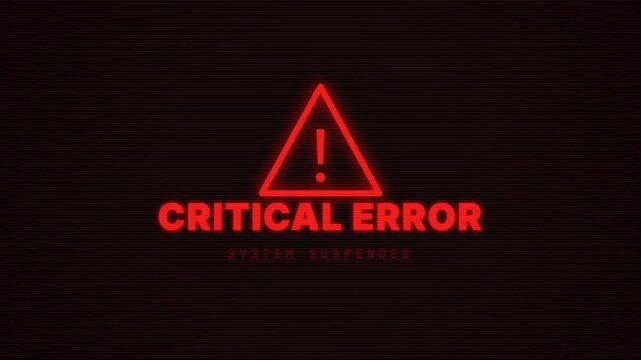 Critical Error Screen Animation Glitch Effect Digital Alert System Suspended Red Warning 4k video