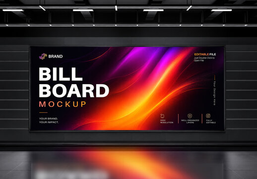 Underground Wall Billboard Mockup Template