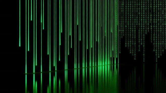 Digital code and glowing lines