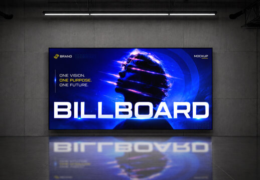 Billboard on Underground Wall PSD Mockup