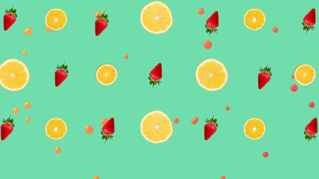 Refreshing Mixed Fruit Pattern Loop Video for Marketing Banner
