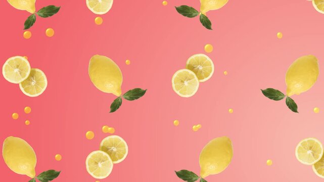 Refreshing Lemon Fruit Pattern Loop Video for Marketing Banner