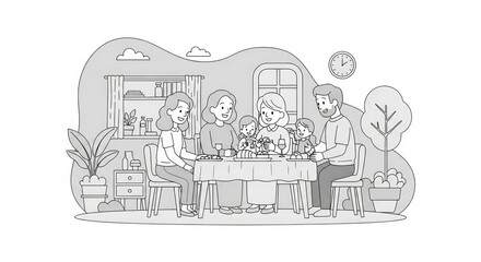 Obraz premium Family enjoying a meal together indoors.