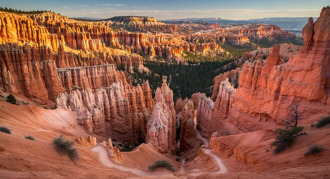 Bryce Canyon National Park's Hoodoos and Trails at Golden Hour