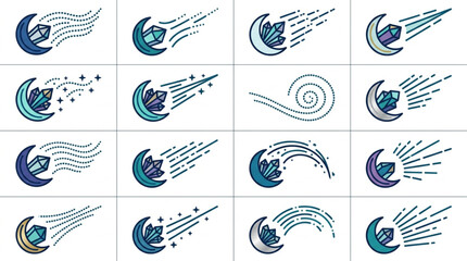 Abstract celestial comet with floral element and star trail. © garen