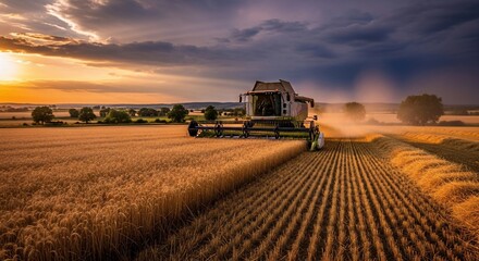 Fototapeta premium combine harvester working in the field