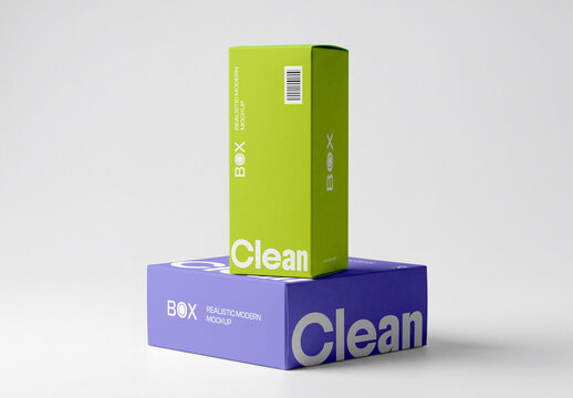 Stacked Packaging Gift Box PSD Mockup Template