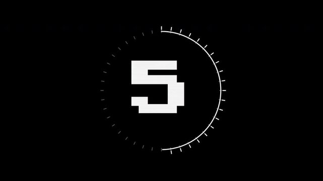 Pixel Art 10 Second Countdown Timer Animation with Circular Progress Bar 4k video