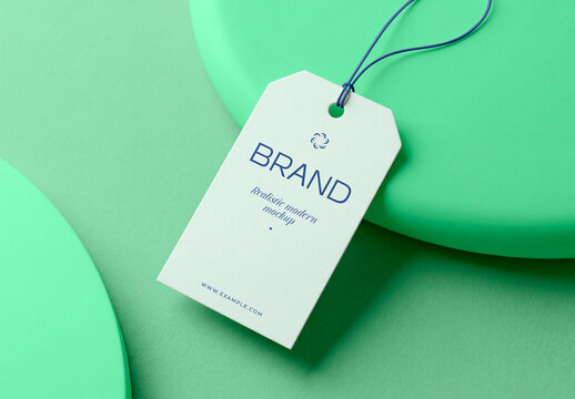 Realistic Hanging Label Tag Mockup PSD Template