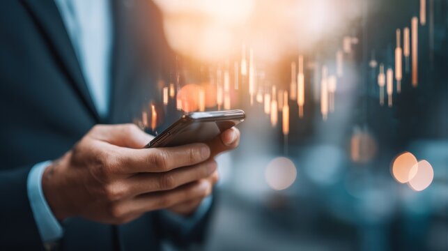 Businessman analyzing financial data online