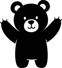 Cute black bear cub with open arms, friendly cartoon illustration © Brian