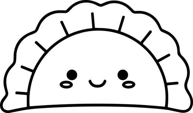 Cute Dumpling Character Illustration, Kawaii Food Drawing, Asian Cuisine Icon