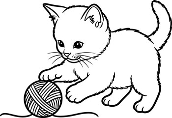 Cute Kitten Playing with Yarn Ball © Brian
