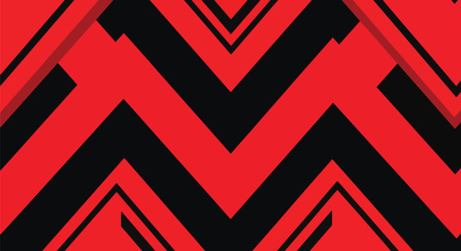Abstract red and black geometric zigzag pattern with modern arrows and chevrons background.