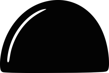 Black dome shape with glossy highlight, isolated on white background, simple vector illustration © Brian