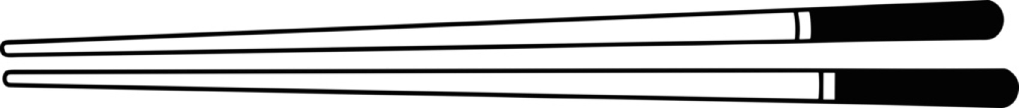 Abstract minimalist pattern of two parallel tapered lines with black ends