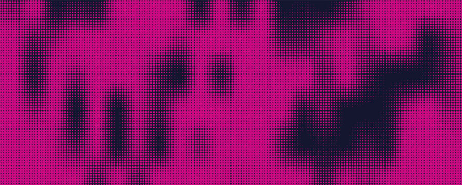 Abstract vector torn red halftone sound wave. Scrathed dotted texture element.
