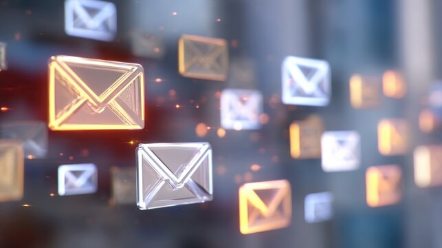 Abstract email icons on transparent background