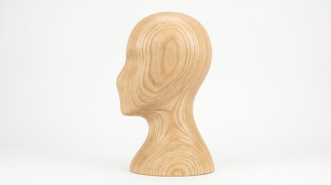 Wooden Mannequin Head Bust Profile Isolated