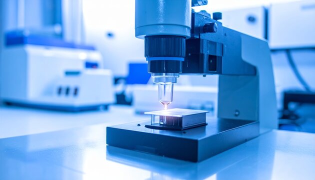 Spectrophotometer measuring sample in a laboratory setting