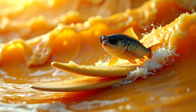 Fish Surfing Wave of Melted Cheese