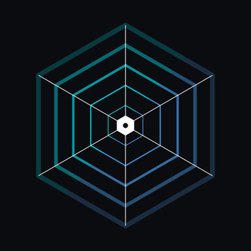 Abstract blue hexagonal tunnel graphic representing quantum computing data networking futuristic technology and cyber security