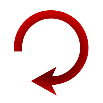 Red circular arrow indicating rotation or refresh with circular motion circular clockwise counterclockwise circularity direction navigation interface