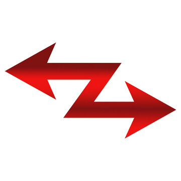 Red zigzag arrows indicating exchange or movement in opposite directions with exchange movement direction opposite bidirectional backward communication
