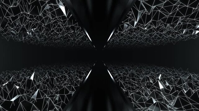 White Fantastic Splintered Surface Podium with Neon Markings Background VJ Loop in 4K