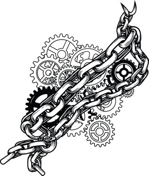Heavy metal chain with hook attached.