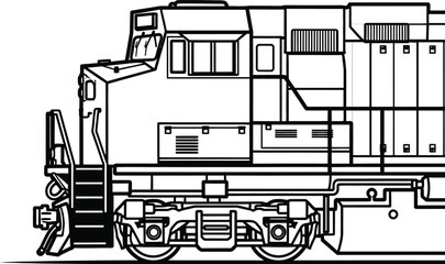 Locomotive Train Engine Side View Illustration. © Siti