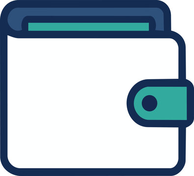 Minimalist wallet vector icon with cash card slot, finance and saving concept, isolated background.