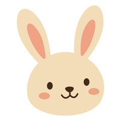 Obraz premium Adorable cream bunny rabbit face avatar with sweet pink blushing cheeks.