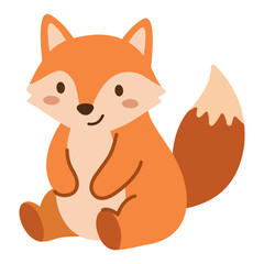 Fototapeta premium Smart little orange fox sitting nicely with big bushy tail wrapped around.
