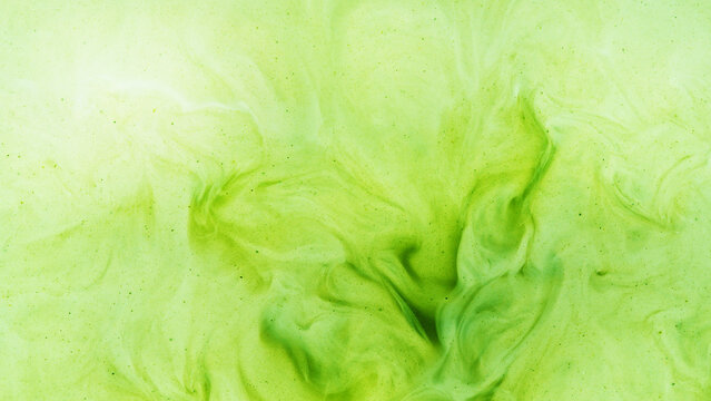 Pour of Milk Into Matcha Latte