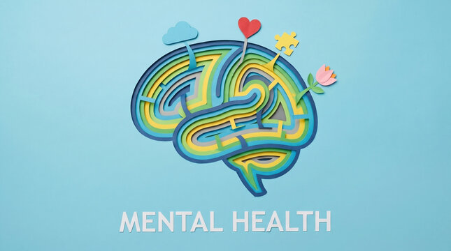 Abstract brain maze symbolizing emotional wellness and mental health awareness