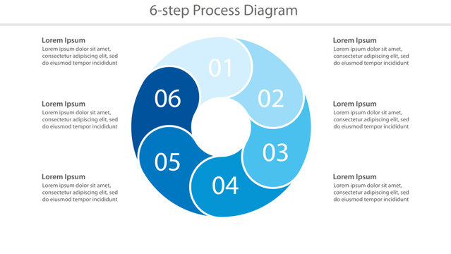 Six Step Circular Process Diagram Infographic Template